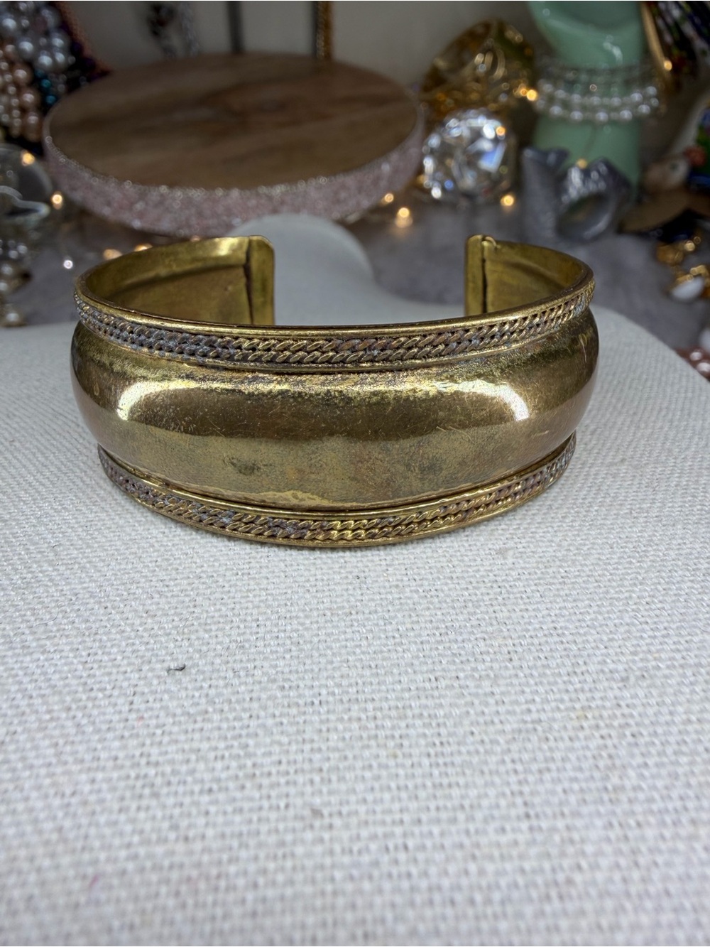Brass Vintage Cuff Bracelet Egyptian Revival Jewelry
